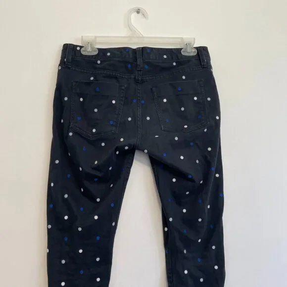 BANANA REPUBLIC Blue Hayley Dot Skinny Ankle Pants Navy Embroidered Polka Dot 27 - Picture 12 of 13